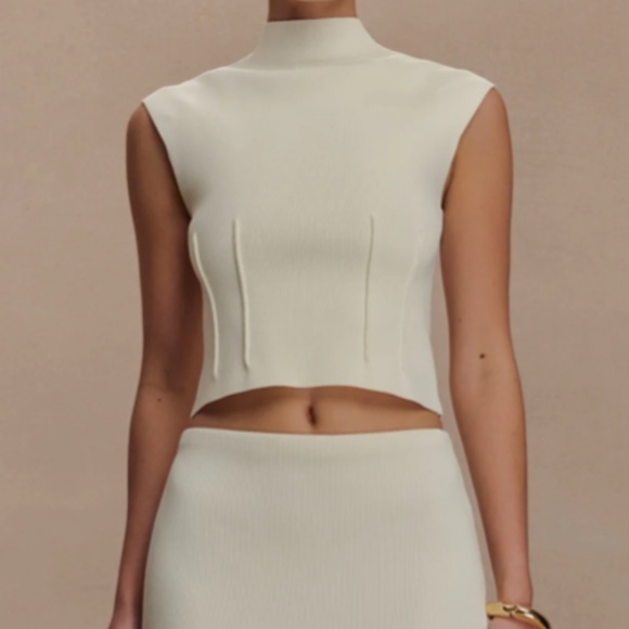 Meshki Romaine Bandage Knit Set - Ivory - Picture 1 of 4